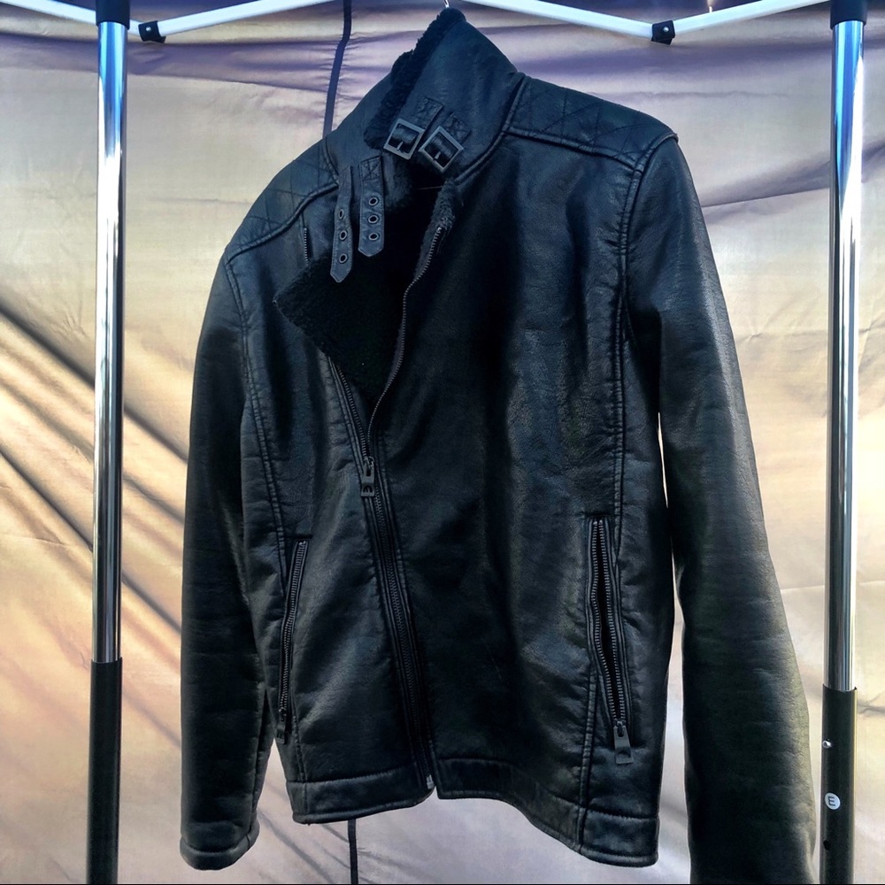 Guess Leather Bomber Jacket